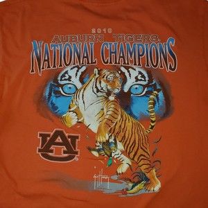 Guy Harvey Auburn University Tigers 2010 BCS Champions T-Shirt Orange X-Large